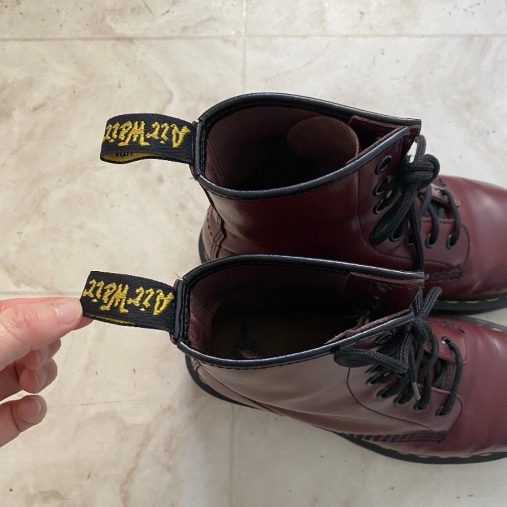 $180 Dr. Martens 1460 8-eye Burgundy Leather Lace-Up Combat Moto Boots Size 6 - Picture 12 of 15